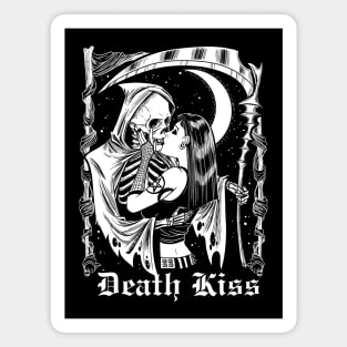 Death Kiss Witch and Death Grim Reaper Skeleton Magnet